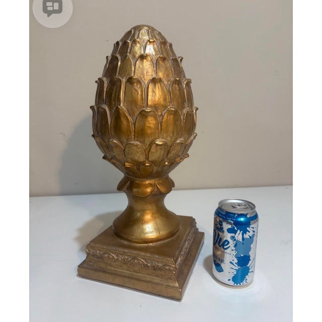 Hollywood Regency Late 20th Century Large Hollywood Regency Gold Artichoke Finial Sculpture – Pieri Creations Philadelphia Palm Beach Regency Glam Decor For Sale - Image 3 of 11