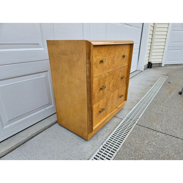 Wood Burlwood Three Drawer Chest of Drawers Dresser For Sale - Image 7 of 15