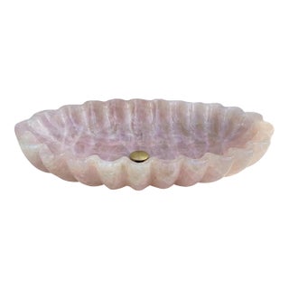 Pink Quartz Luxury Stone Scalloped Sink Basin For Sale