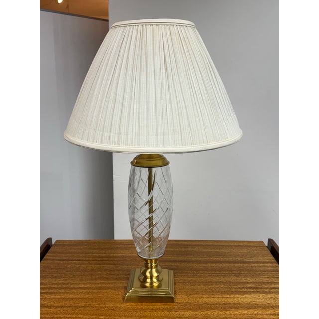 Design Plus Gallery presents an Etched Glass Table Lamp in the Style of Waterford. The lamp has a glass body with...