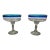 Pair of Blue‑Rim Margarita Glasses For Sale