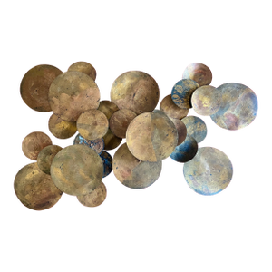 Large Mid-Century Modern Abstract Expressionist Gilt Metal Lily Pad Raindrop Wall Sculpture Circa 1960