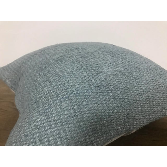 Turkish Blue Ethnic Handmade Hemp Kilim Pillow Cover For Sale - Image 4 of 6