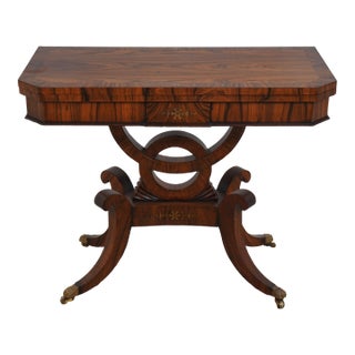 Vintage Rosewood Regency Style Flip Top Hall Table For Sale