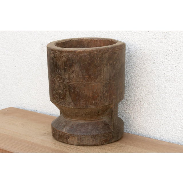 Antique Patinated Pedestal Mortar Vessel For Sale In Los Angeles - Image 6 of 9