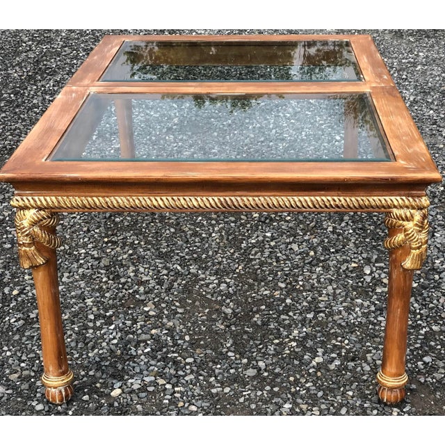1980s Glass and Wood Dining Room Extension Table For Sale - Image 5 of 10