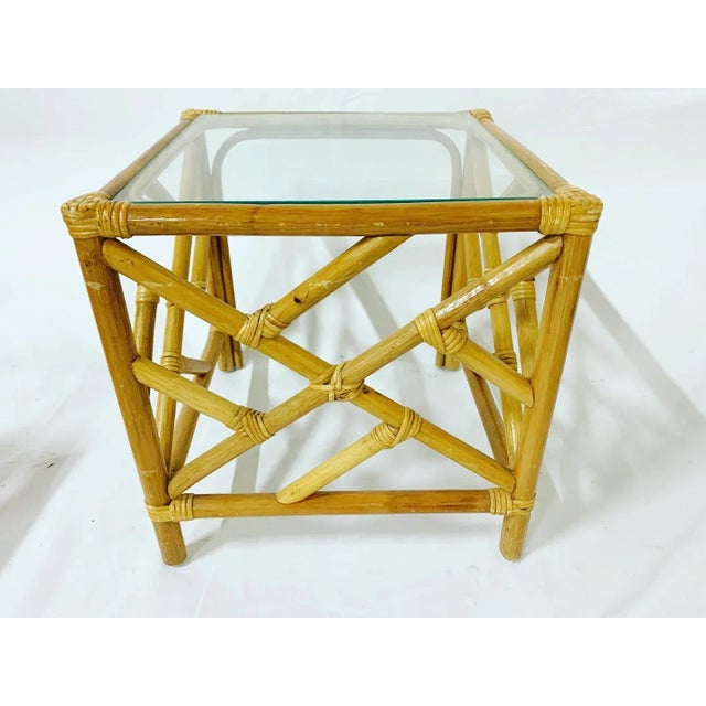 Chippendale Bamboo Rattan Nesting Tables - Set of 3 For Sale In Miami - Image 6 of 13
