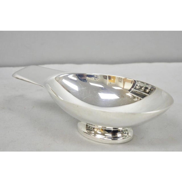 Metal Mid 20th Century Christofle France Gallia Silver Plated Figural Gravy Sauce Boat W/ Swan Spoon For Sale - Image 7 of 11