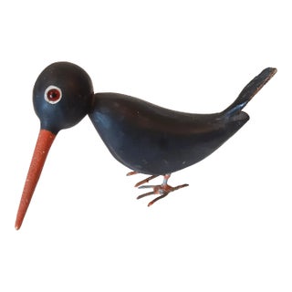 Folk Art Wooden Blackbird Crow Bird For Sale