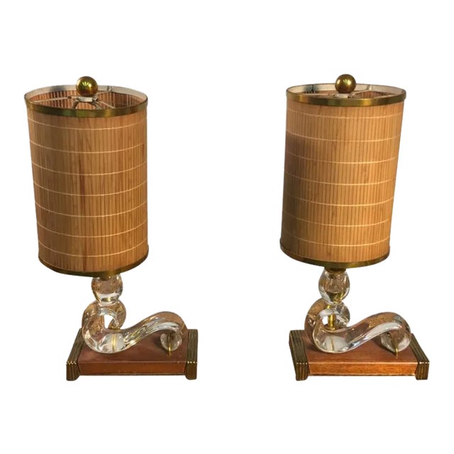 Baccarat Style Art Deco Lamps - a Pair For Sale