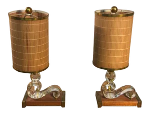 Baccarat Style Art Deco Lamps - a Pair