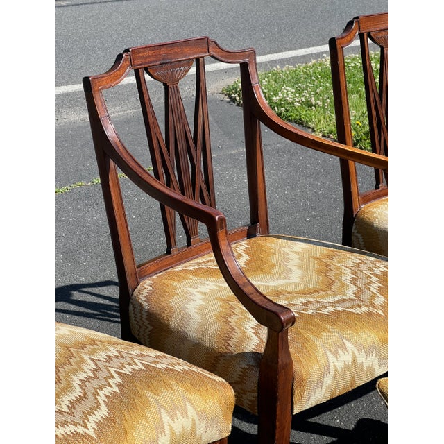 18th Century Set of 4 Antique 18th Century Carved Mahogany Hepplewhite Chairs For Sale - Image 5 of 11