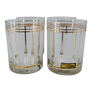Vintage 22k Gold Culver ServeMates Double Old Fashioned Glasses – Set of 4 For Sale