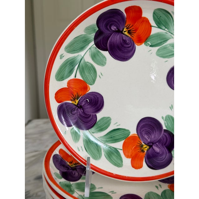 1920s Art Deco Violet Motif Salad Plates by Ditmar Urbach - Set of 6 For Sale - Image 5 of 13