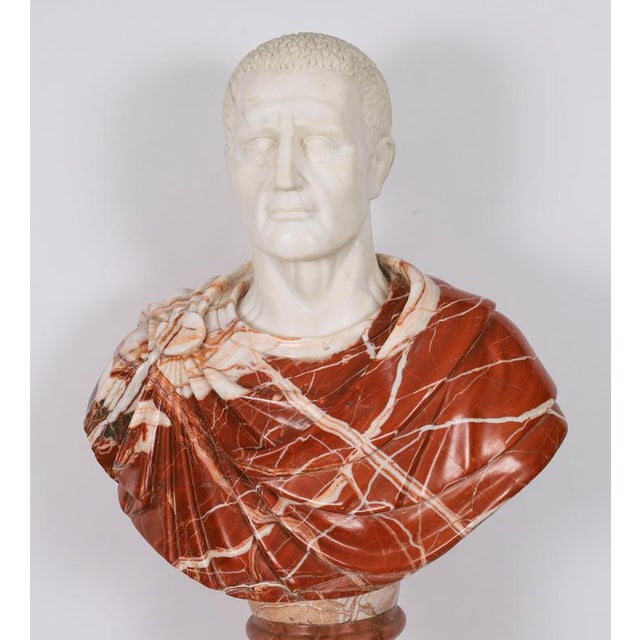 Black Vintage Portrait Bust of Roman Emperor Otho on Pedestal, 20th Century, Carrara For Sale - Image 8 of 18