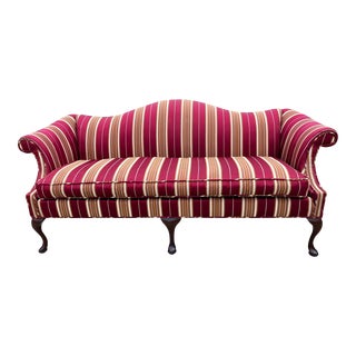 Mid Century Chippendale Upholstered Canapé Sofa Settee With Mahogany Frame For Sale