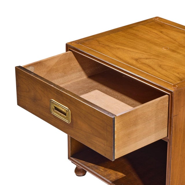 Baker Cherry and Brass Campaign Nightstands - Pair For Sale - Image 9 of 12
