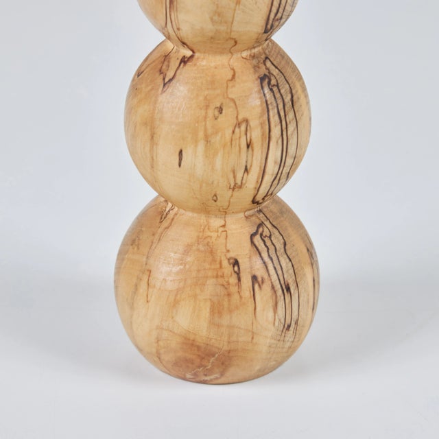 Hand Turned Spalted Birch Bubble Candlestick Holder by Evan Segota For Sale - Image 11 of 12