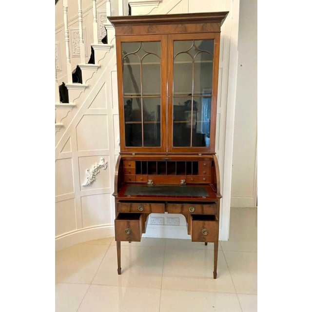 Antique Edwardian Mahogany Cylinder Bookcase For Sale - Image 12 of 13