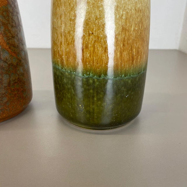 Ceramic German Multi-Color Pottery Fat Lava Vases from Scheurich, 1970s, Set of 2 For Sale - Image 7 of 18