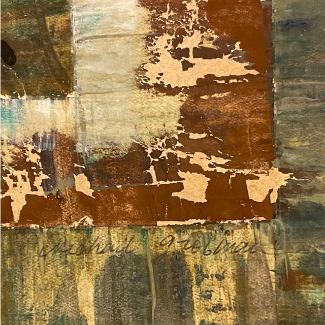 1960s Michail Grobman, Post Soviet Avant Garde Russian Israeli Gouache Collage Painting Grobman, 1964 For Sale - Image 5 of 10