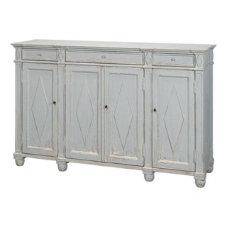 French Provincial Sideboard with a Distressed Blue-Grey Finish For Sale
