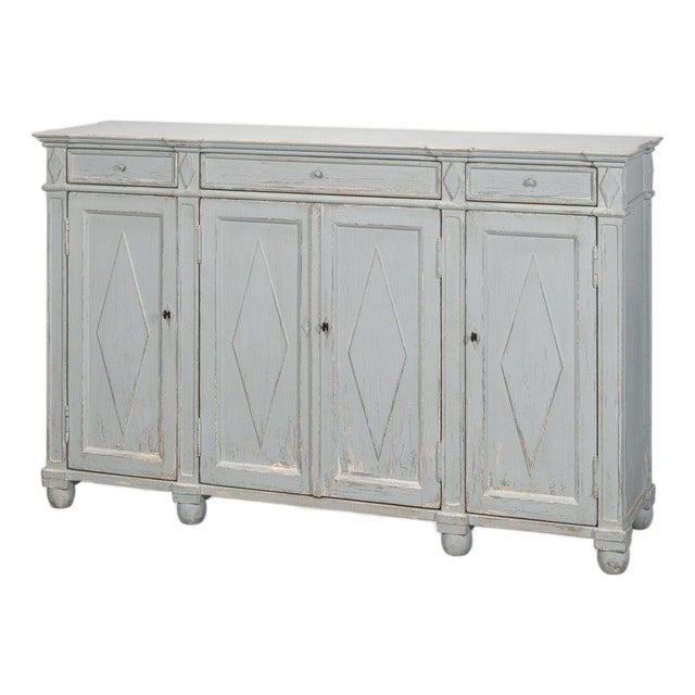 French Provincial Sideboard with a Distressed Blue-Grey Finish For Sale