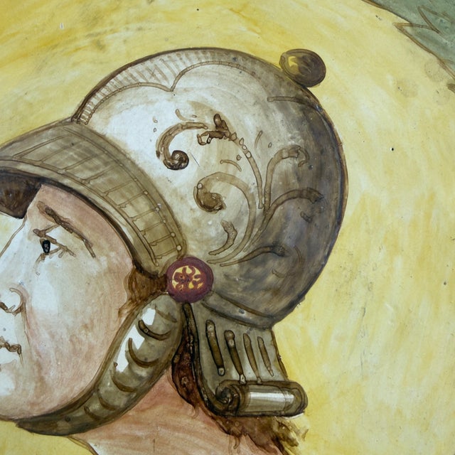 Ceramic Large Majolica Wall Plate with Renaissance Leader Motif, 20th Century For Sale - Image 7 of 12