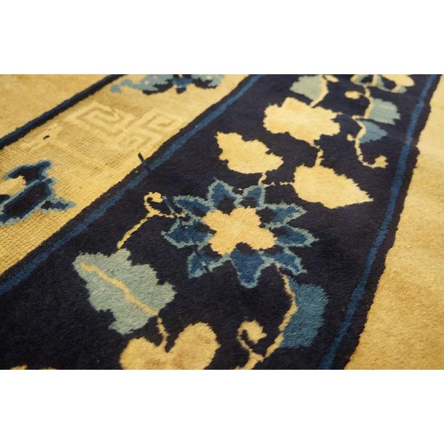 1920s Beige Floral Classic Antique Chinese Peking Carpet 8'10'' X 14' Knotted Wool Rug For Sale - Image 11 of 12