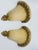Elegant pair of vintage ceramic wall pockets featuring a graceful shell-inspired design with deeply fluted detailing and a...