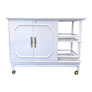 Vintage Coastal Faux Bamboo Bar Cart / Server For Sale