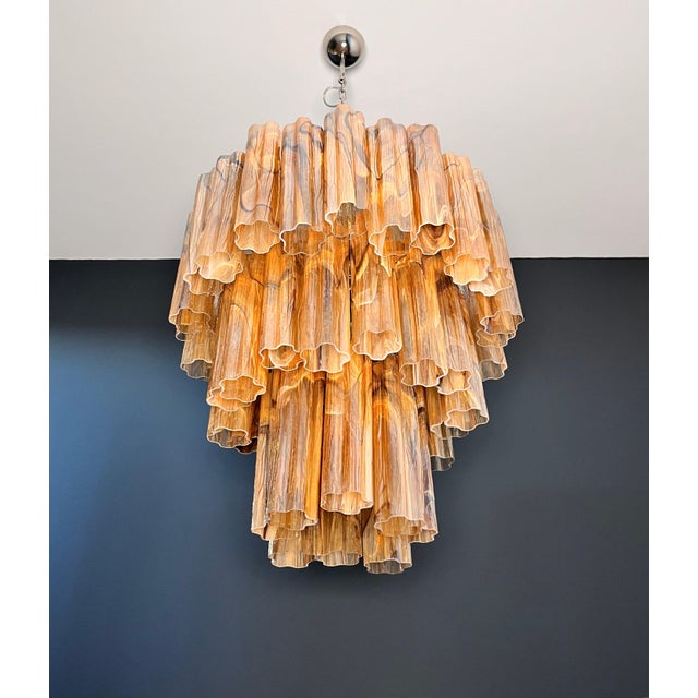 Large Vintage Three-Tier Murano Glass Tube Chandelier, 1990s For Sale - Image 9 of 18