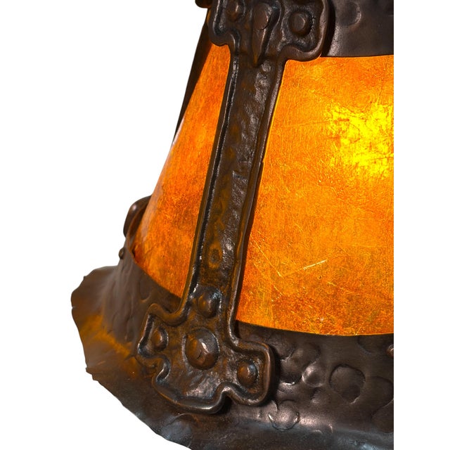 1910s Arts and Crafts 5 Light With Four Lanterns and Mica Dome Bottom Light For Sale - Image 15 of 16