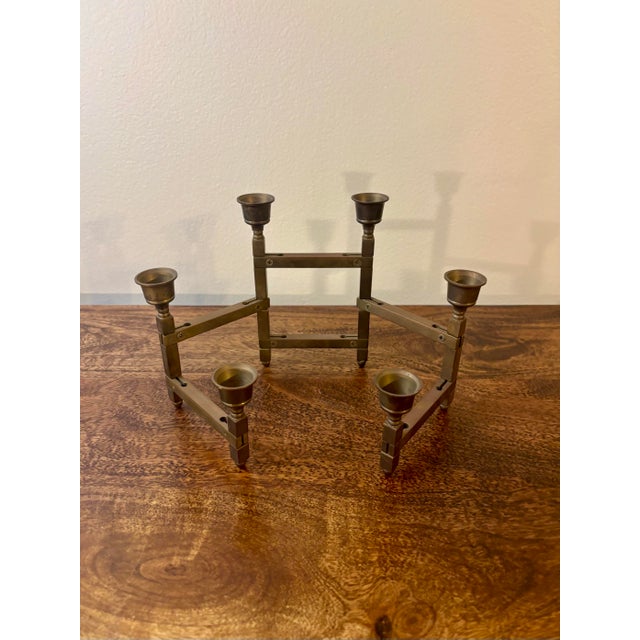 Vintage Danish Modern Modular Brass Candelabra - 6 Arm Candle Holder For Sale - Image 4 of 8