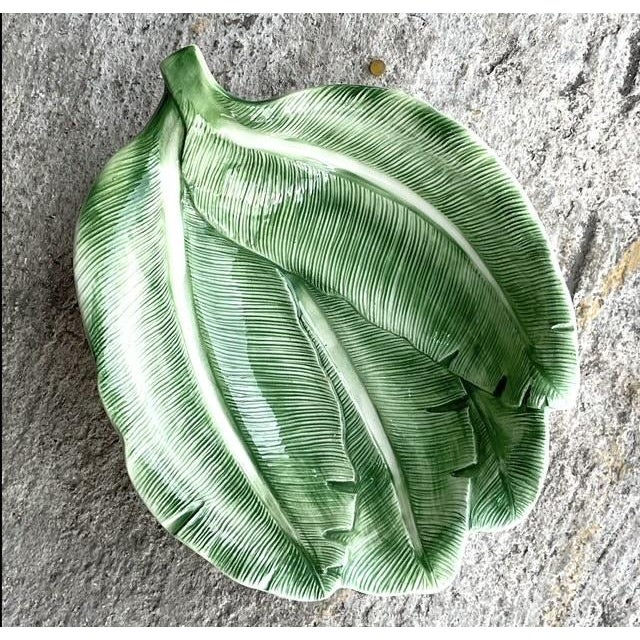 Coastal Vintage Italian Coastal Banana Leaf Bowl For Sale - Image 3 of 9