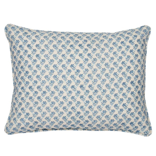 2020s Schumacher x Mark D. Sikes Oleander Indoor/Outdoor 18” Lumbar Pillow in Indigo For Sale - Image 5 of 5