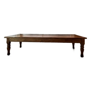 Vintage Solid Wood Xtra Long Coffee Table / Low Bench With Turned Legs in the Manner of Ralph Lauren For Sale