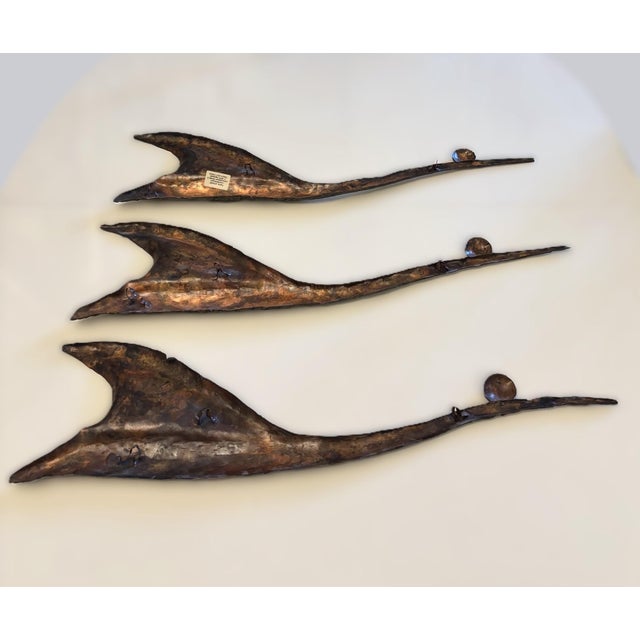 Brutalist Copper Bird Wall Sculptures from Hans Arnold, Germany, 1970s, Set of 3 For Sale - Image 3 of 8