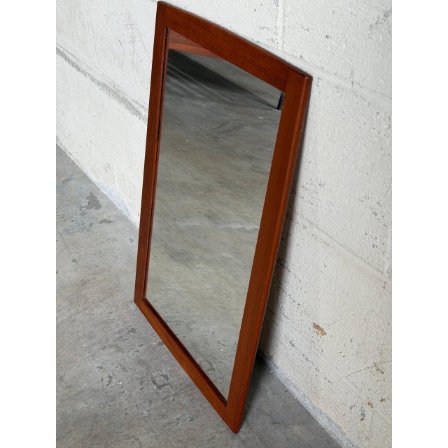 Mid-Century Modern Vintage Danish Modern Teak Wall Mirror Mid Century Scandinavian Rectangular Mirror For Sale - Image 3 of 10