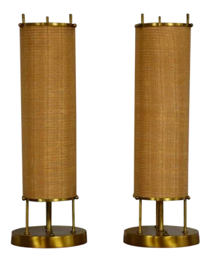 Vintage Modern Brass Table Lamps- a Pair