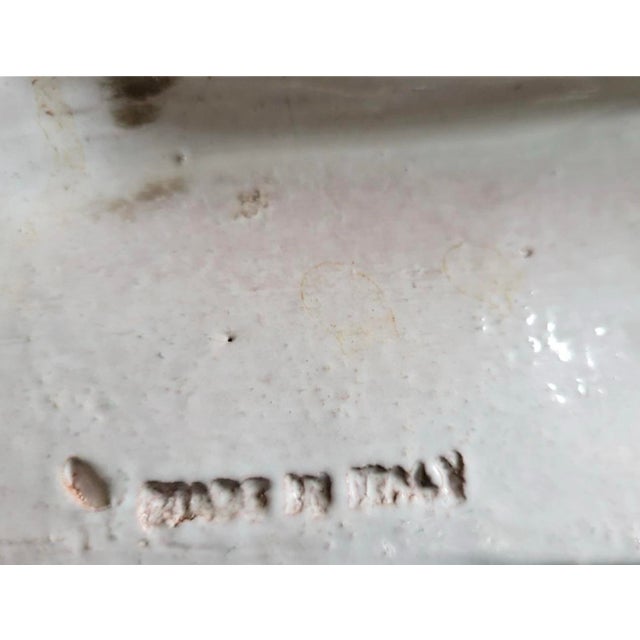 Vintage Italian White & Green Glazed Terracotta Turtle Ceramic Garden Stool With Pillow Top, Circa 1960 For Sale - Image 12 of 12