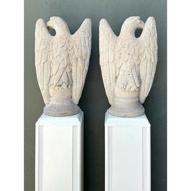 Vintage Cast Cement Eagle Statues - Pair For Sale - Image 10 of 12