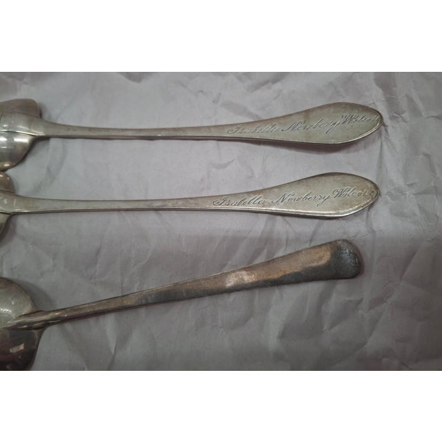 Three Early American Mid 18th Century Etched Sterling Spoons C.1752 For Sale - Image 12 of 13