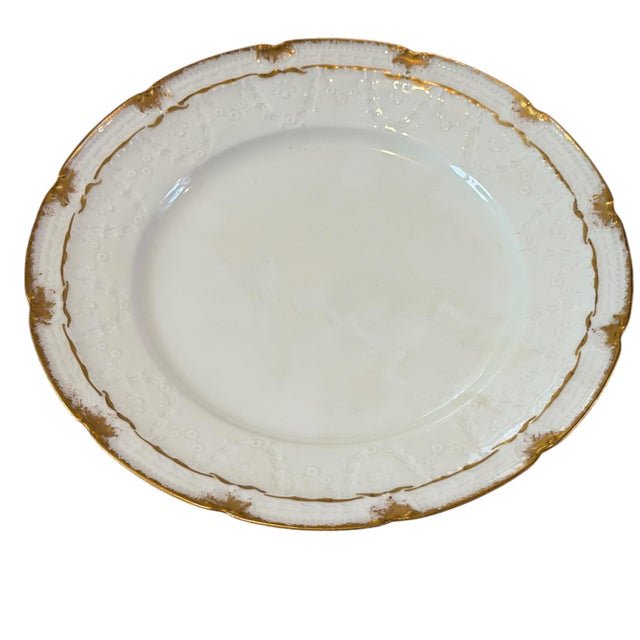 Ceramic Antique Haviland Limoges Plates White Gold Floral - Set of 4 For Sale - Image 7 of 11