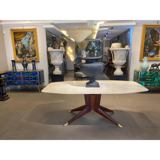 Mid-Century Dining Table with White Marble Top attributed to Ico Parisi, 1950s For Sale - Image 9 of 10