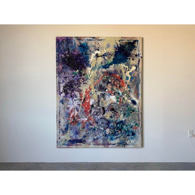 Large- Vintage Helen Stein Heavy Impasto Abstract Expressionist Mixed Media Painting – Unframed For Sale - Image 4 of 10