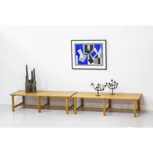 Set of Swedish Pine Benches, 1960s For Sale - Image 4 of 15