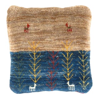 Pasargad DC Fine Hand Knotted Persian Gabbeh Pillow For Sale