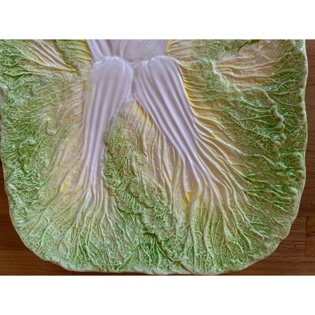 Rustic Vintage Majolica Style Cabbage Platter by Tastesetter Sigma For Sale - Image 3 of 8