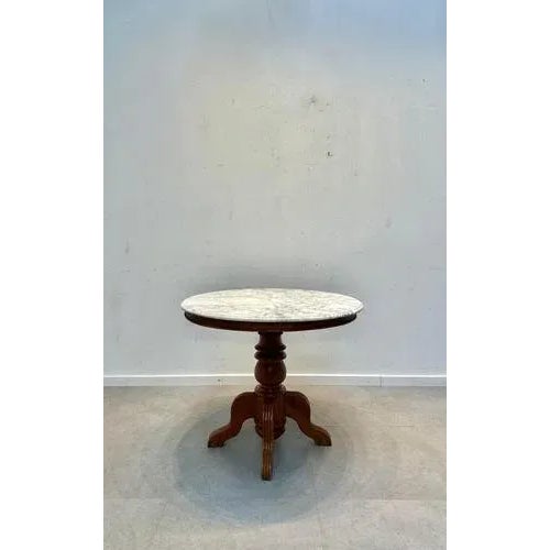 Round Marble Pedestal Table For Sale - Image 3 of 5